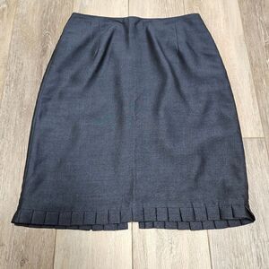 Tahari Vintage Mohair Pleated Hem Pencil Skirt Navy Blue Women 2 Business Casual